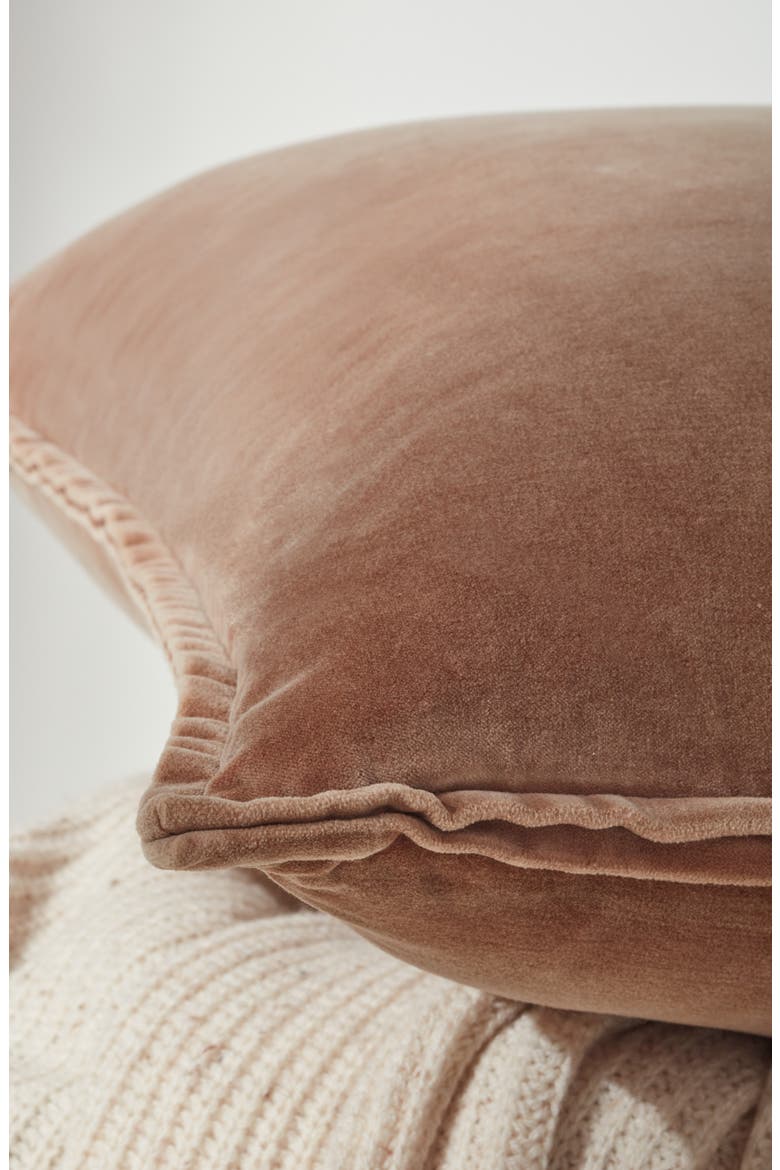 Velveteen Accent Pillow, Alternate, color, TAN PORTABELLA