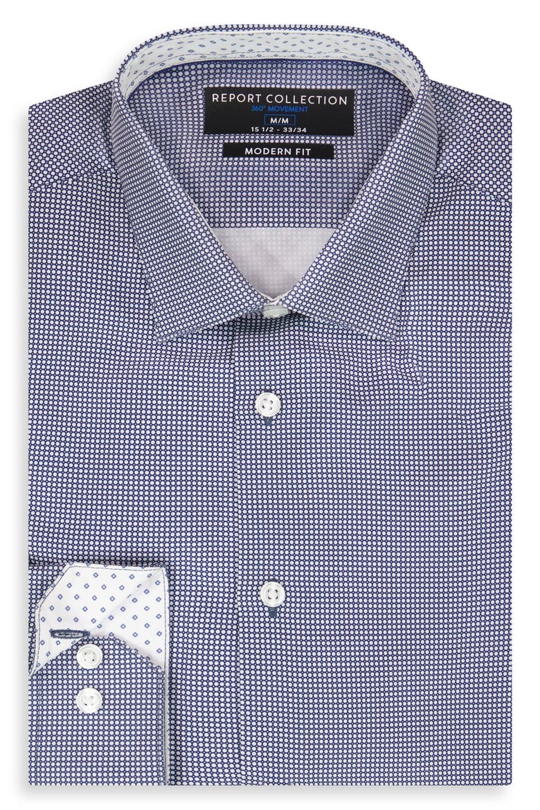 Bubble Print Slim Fit Stretch Dress Shirt, Alternate, color, WHITE