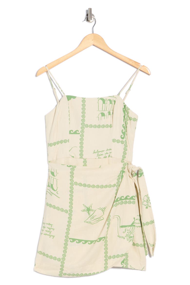 Square Neck Side Tie Minidress, Alternate, color, OFF WHITE RIO