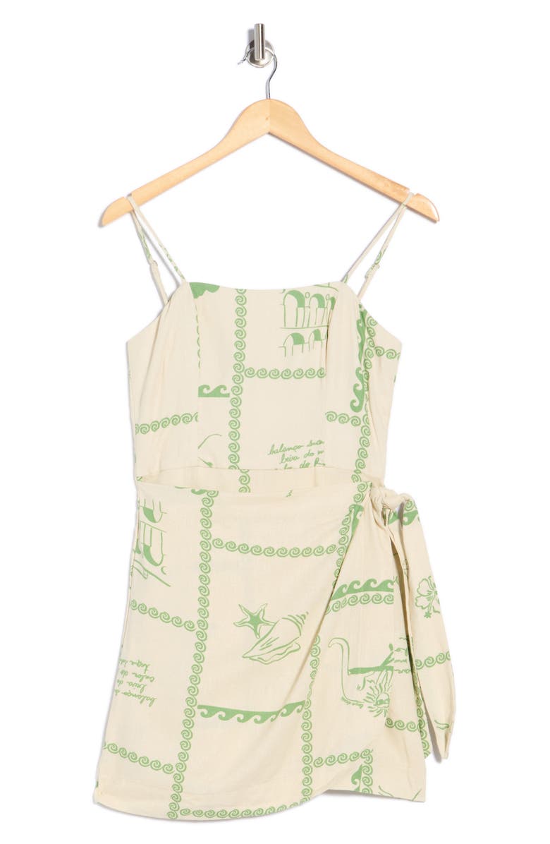 DRESS TO Square Neck Side Tie Minidress, Main, color, Off White Rio