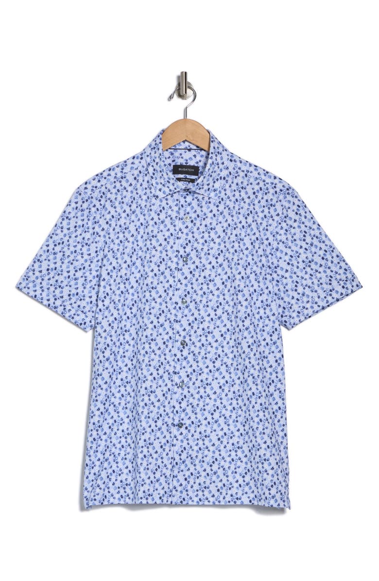 Bugatchi Milo Short Sleeve Stretch Cotton Button-Up Shirt, Alternate, color, 