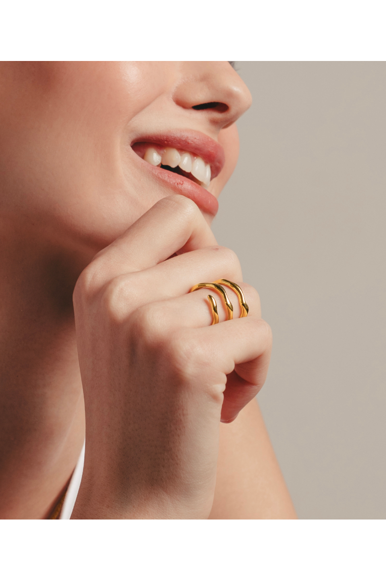 Dazzling 3 Ring, Alternate, color, Gold