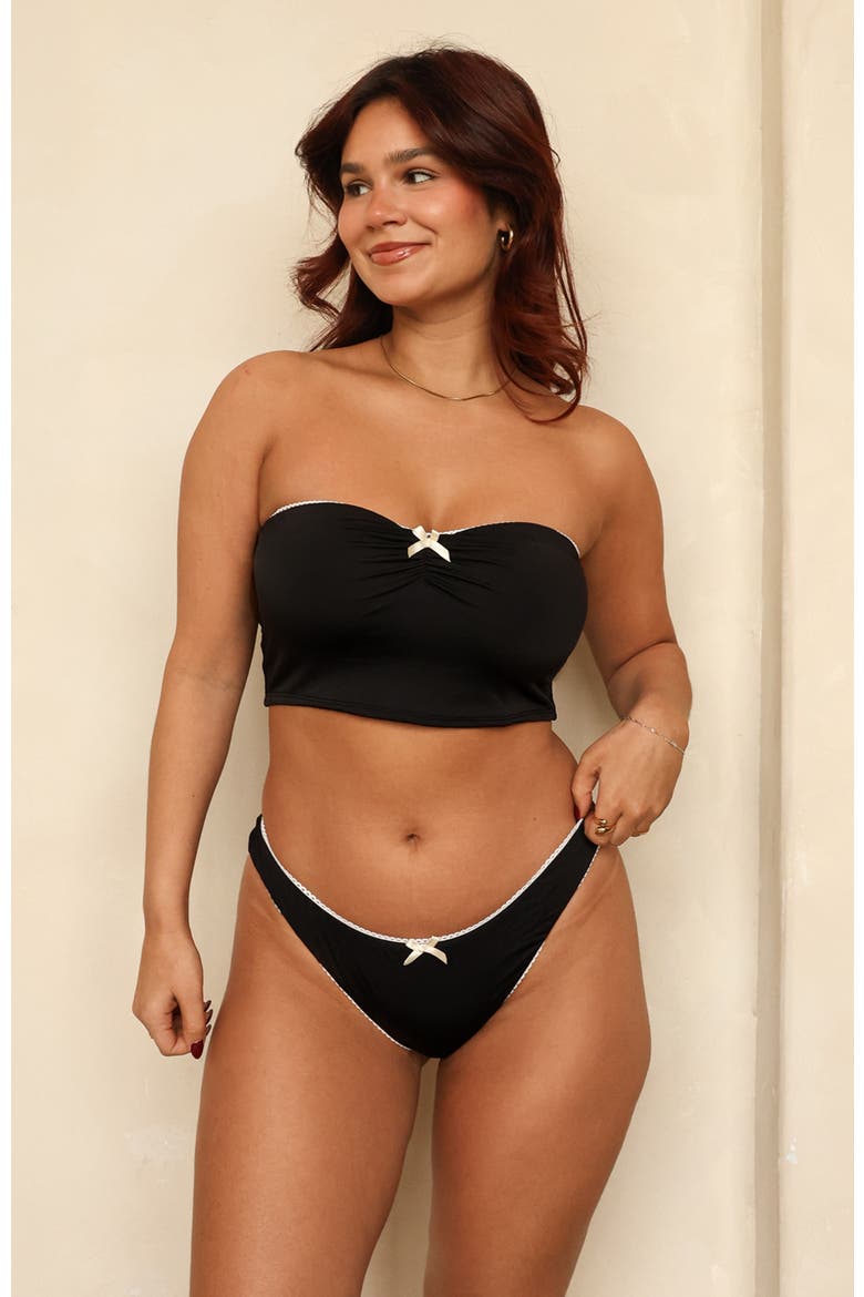 Mary Bandeau Bikini Top, Alternate, color, Black