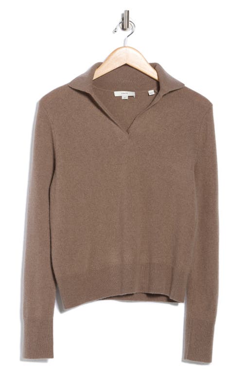 Vince Long Sleeve Wool Blend Polo In Brown