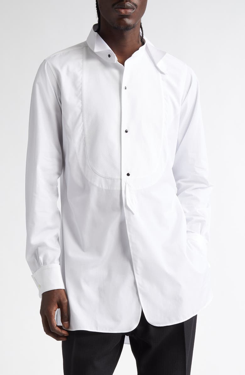 Maison Margiela Cotton Poplin Tuxedo Shirt, Main, color, White