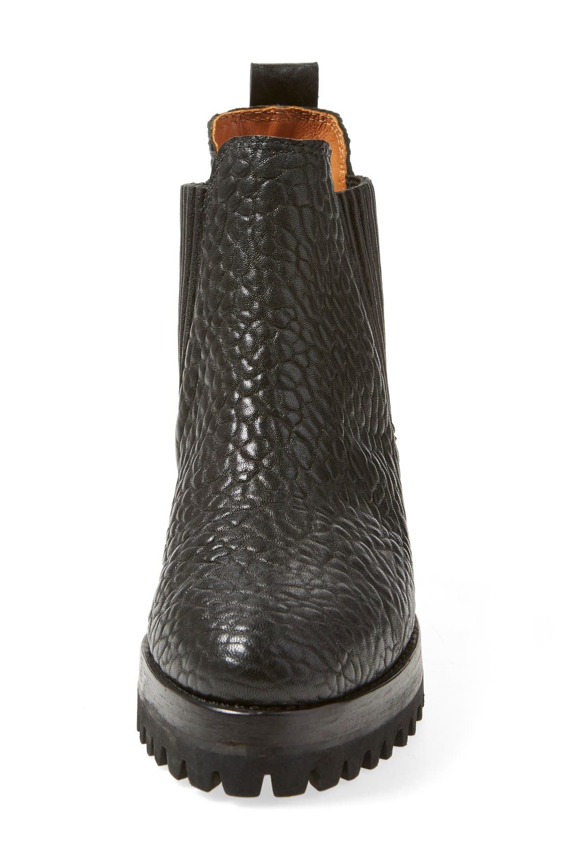 'Charlie' Lug Sole Chelsea Boot, Alternate, color, BLACK