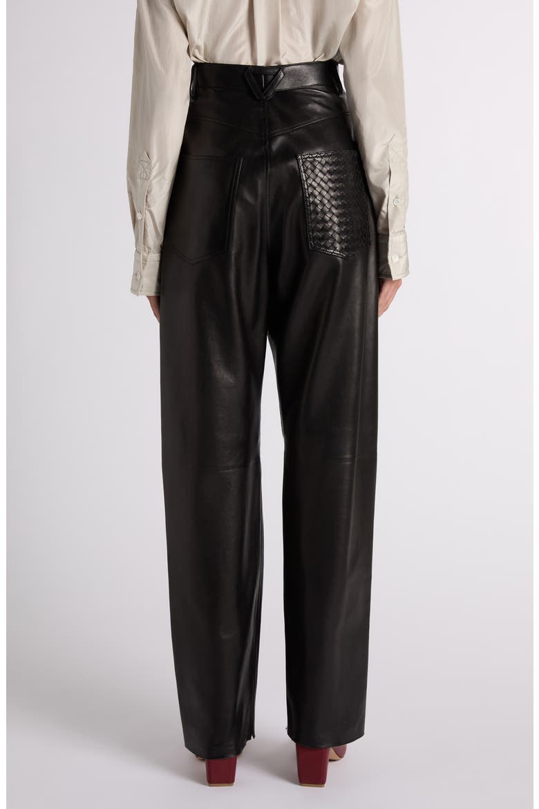 Straight Leg Leather Trousers, Alternate, color, 1010 DOUBLE BLACK