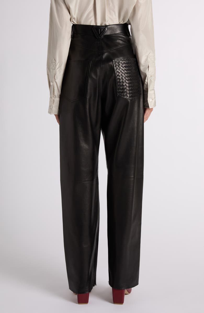 Bottega Veneta Straight Leg Leather Trousers, Alternate, color, 1010 Double Black