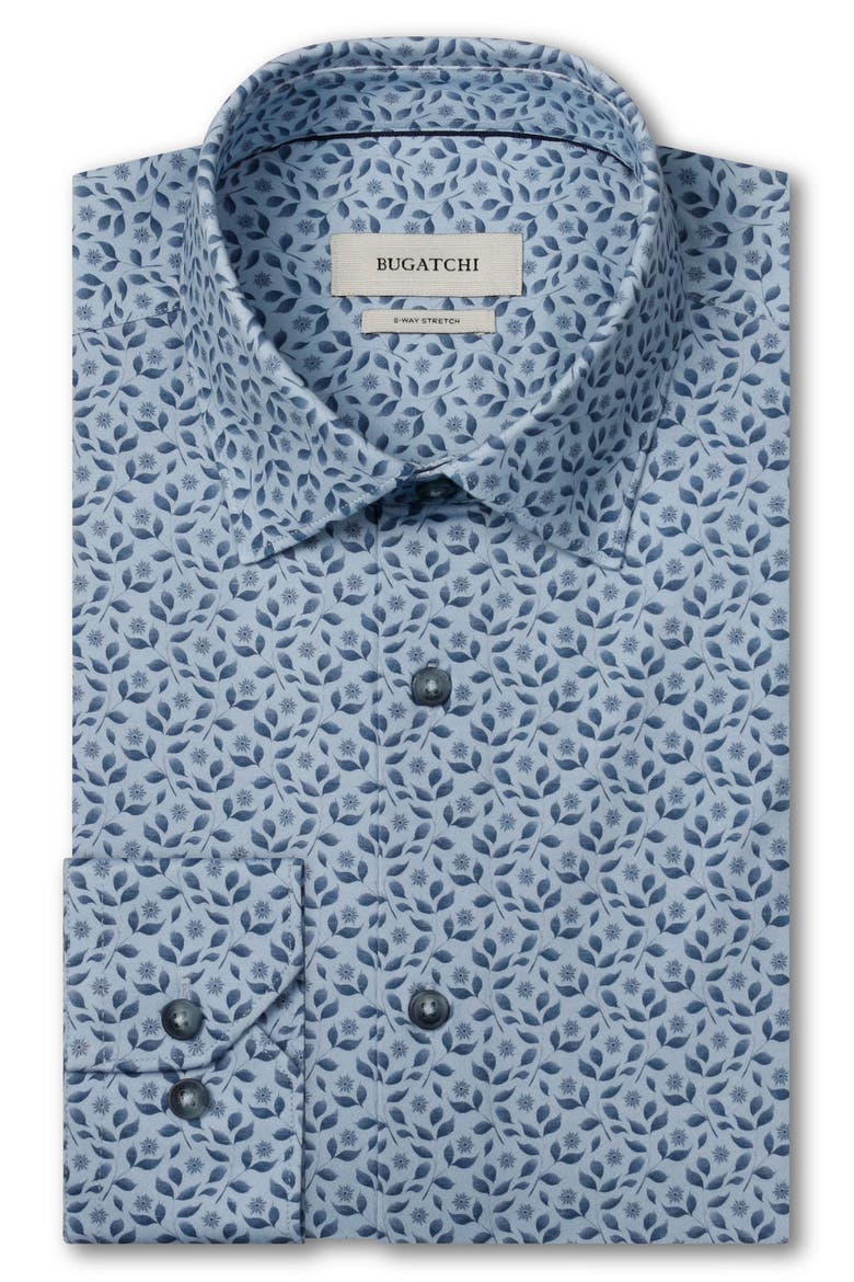 James OoohCotton® Leaf Print Button-Up Shirt, Main, color, HAZY BLUE