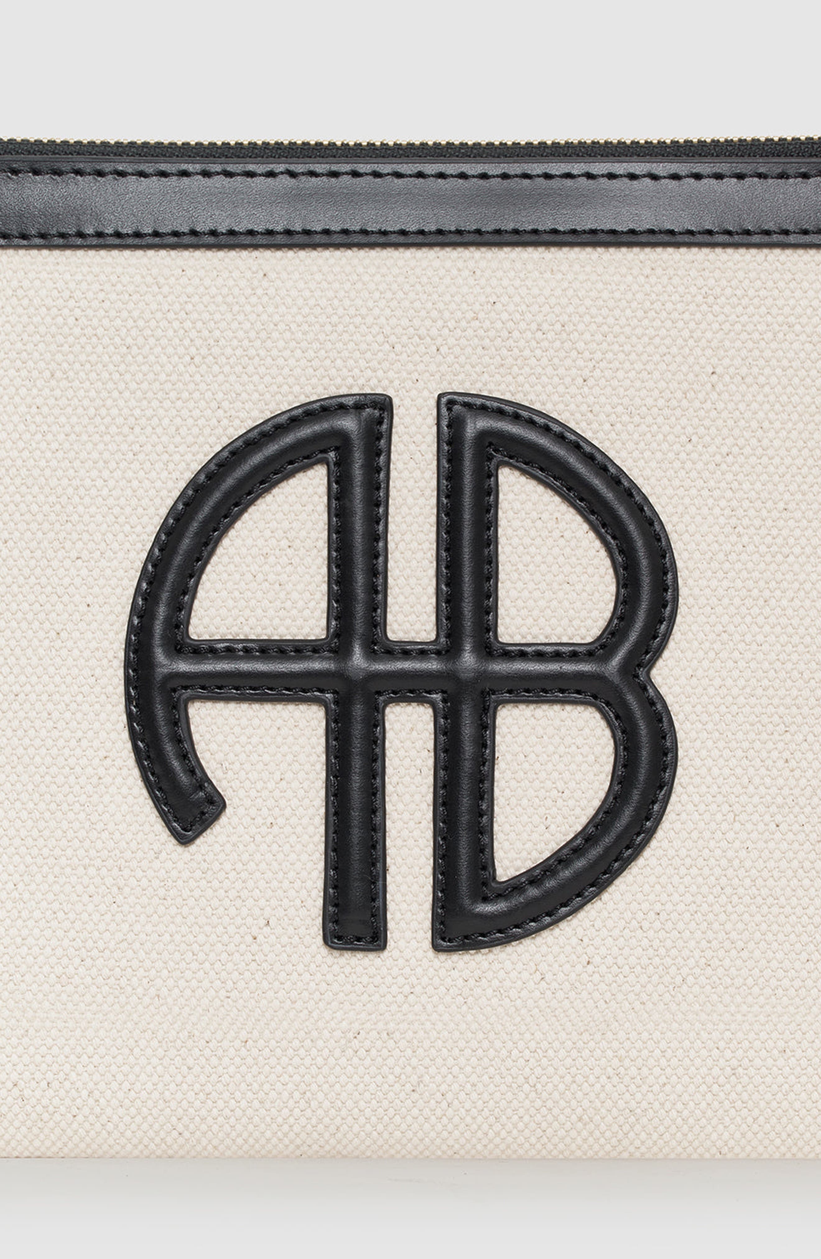 ANINE BING Lili Pouch, Alternate, color, Natural Canvas / Black