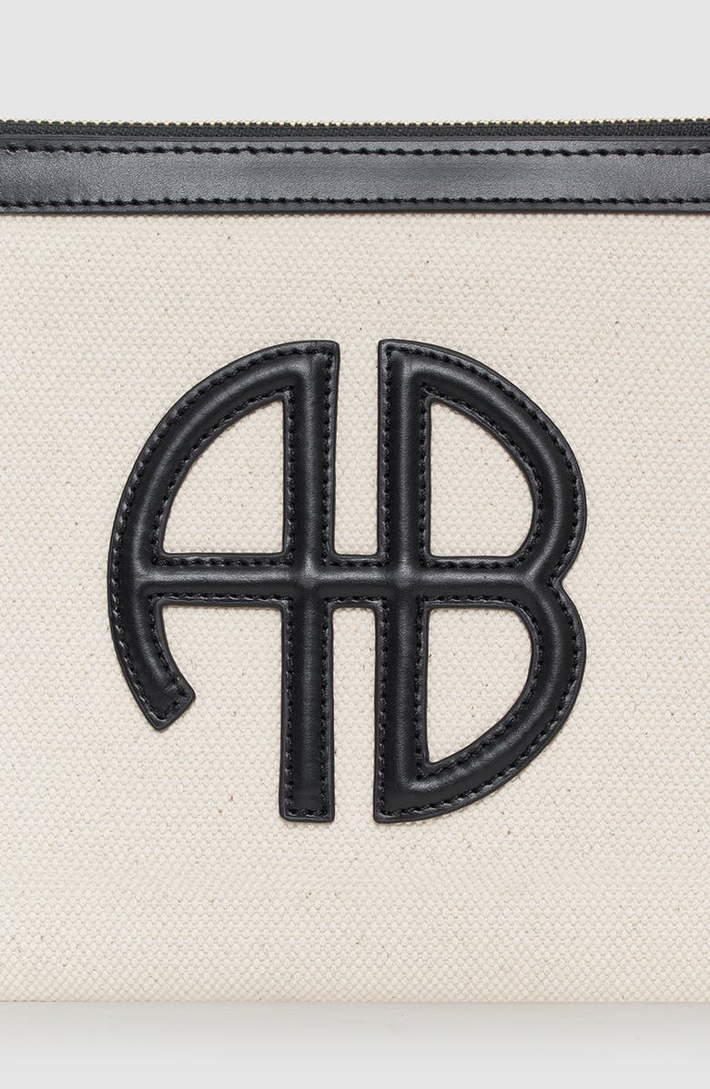 ANINE BING Lili Pouch, Alternate, color, Natural Canvas / Black