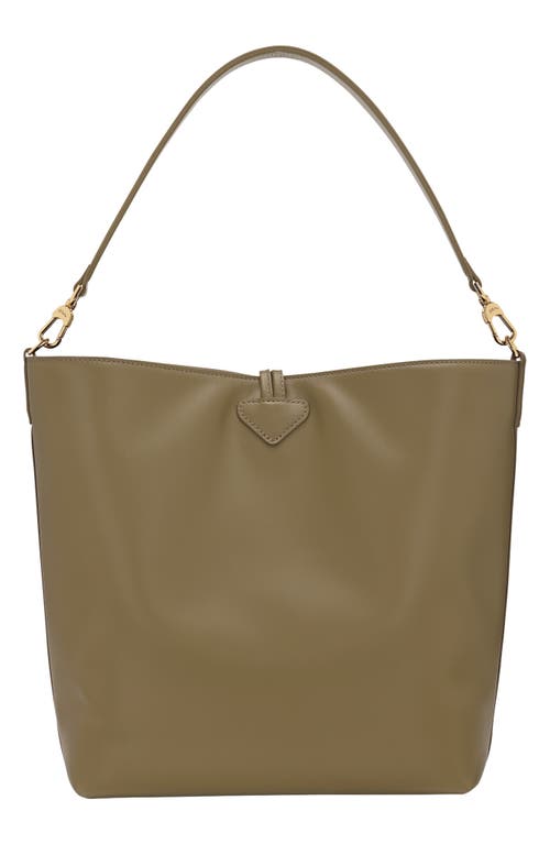 Longchamp Bamboo Clasp Leather Shoulder Bag In Green