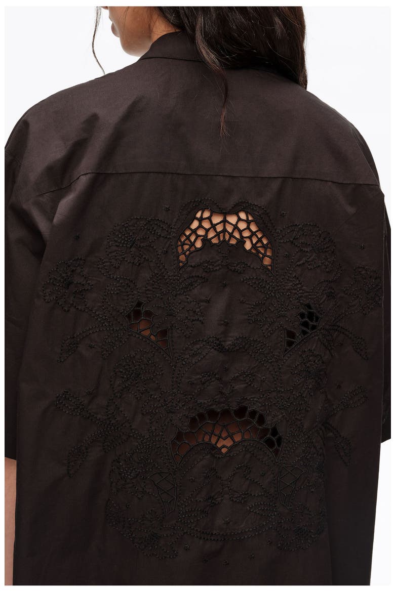 Cotton Embroidered Shirt Dress, Alternate, color, BLACK