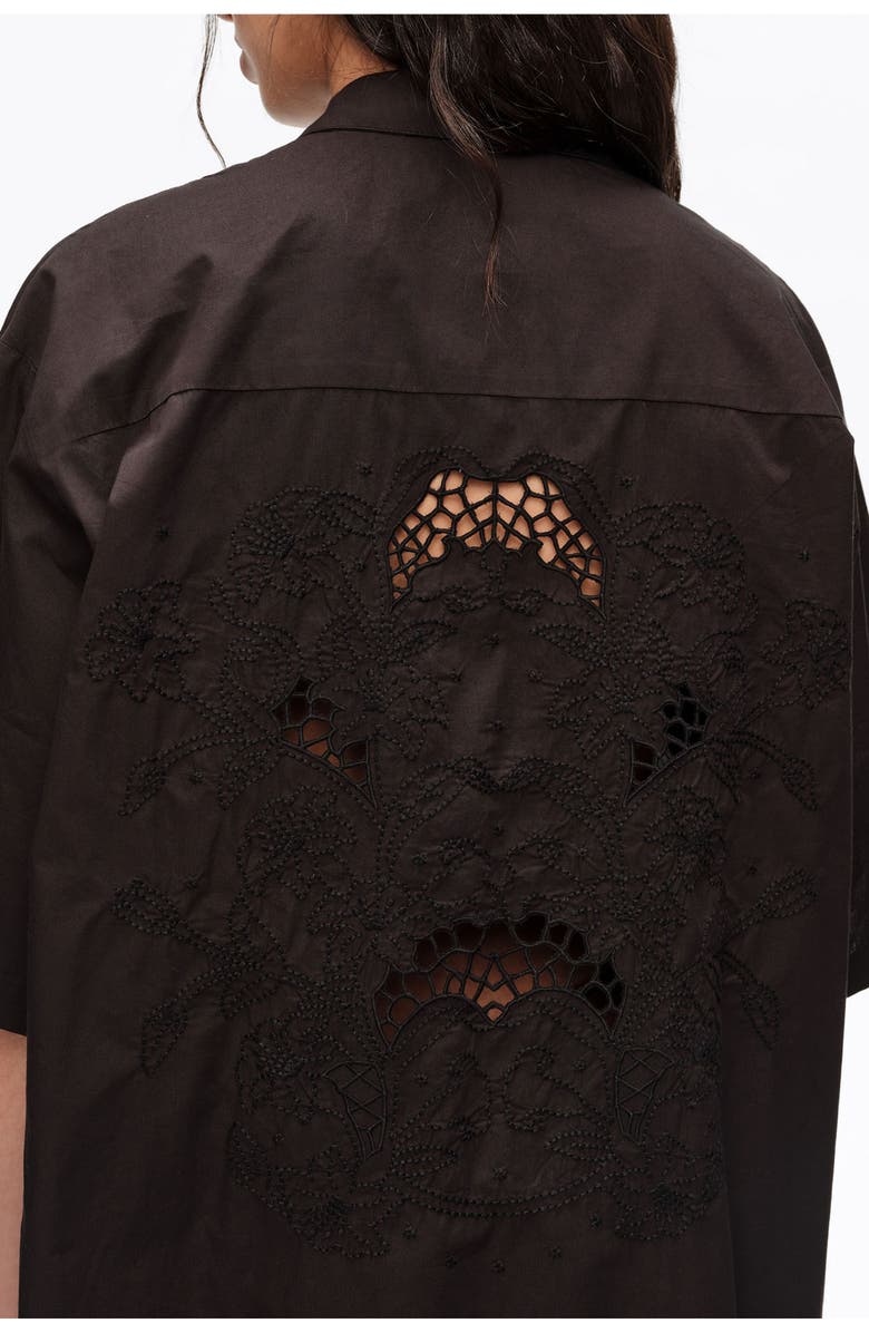 Bimba y Lola Cotton Embroidered Shirt Dress, Alternate, color, Black