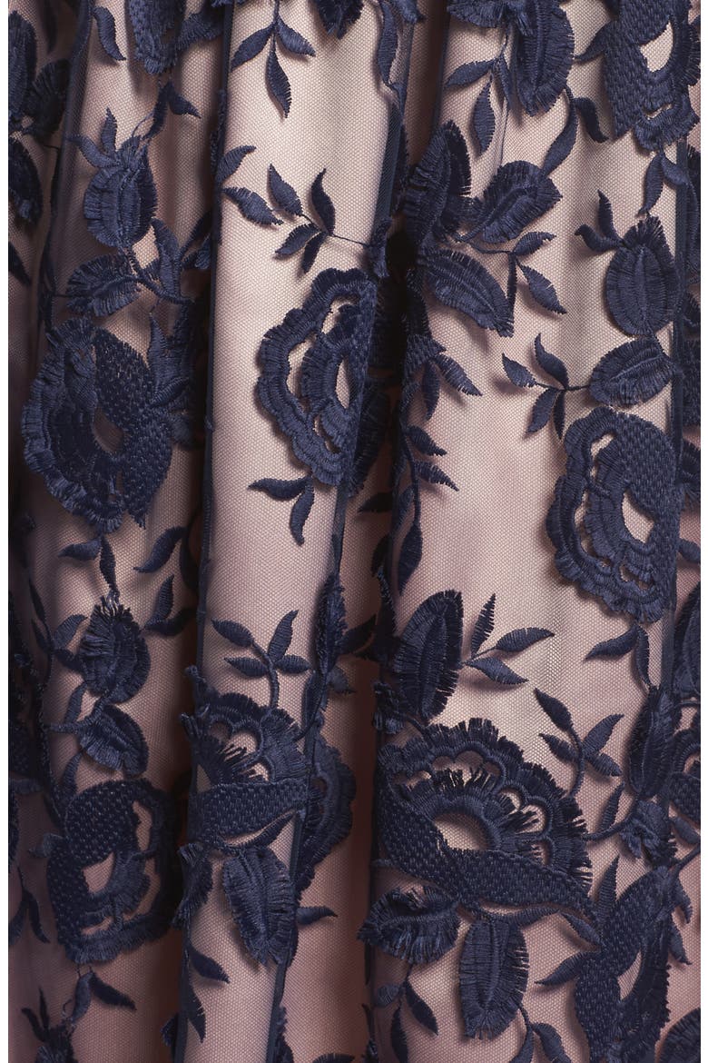Embroidered Midi Skirt, Alternate, color, NAVY