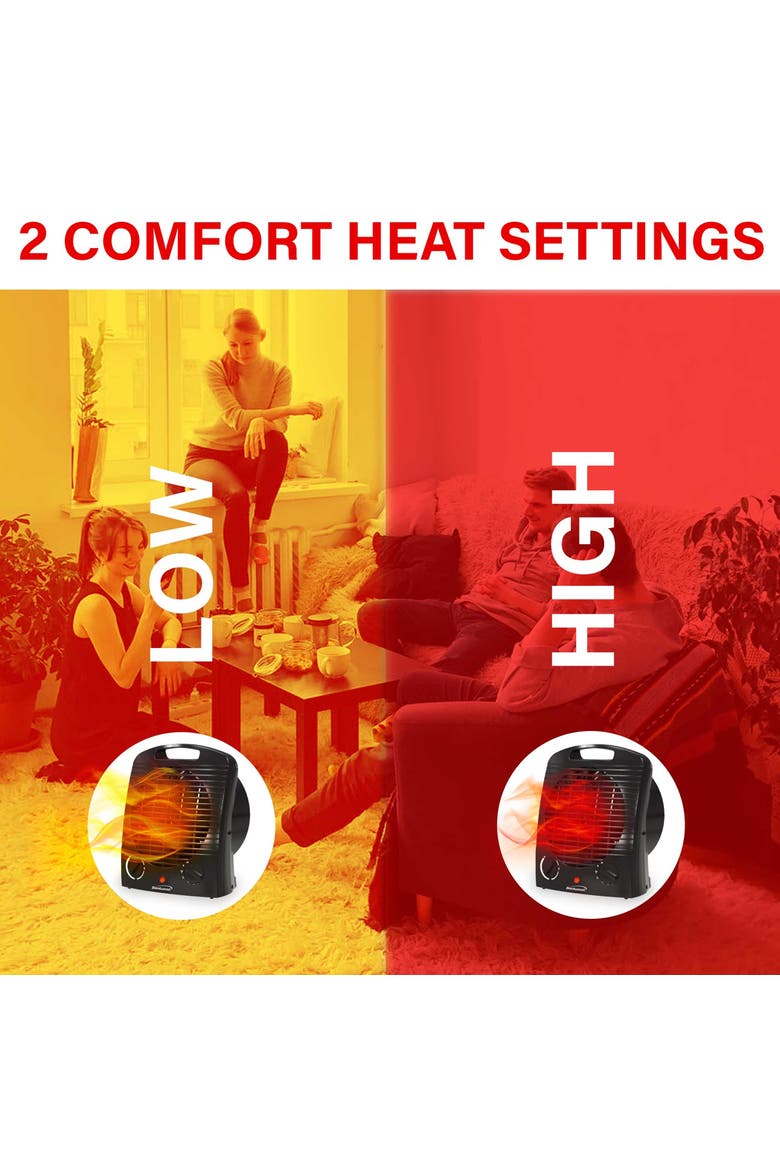 1500 W Portable Electric Space Heater and Fan in Black, Alternate, color, Black