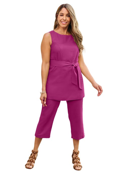 2-Piece Linen Capri Set (Plus)