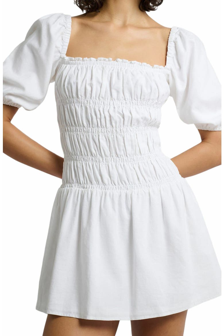 Air Linen Smocked Mini Dress, Alternate, color, WHITE