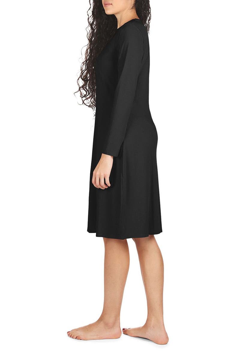 Bonded Long Sleeve Slip, Alternate, color, BLACK