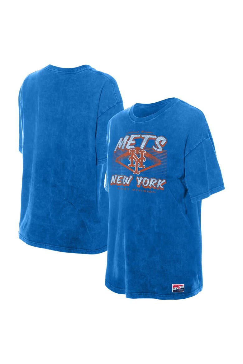 Women's New Era  Blue New York Mets Mineral Wash Oversized T-Shirt, Main, color, Blue