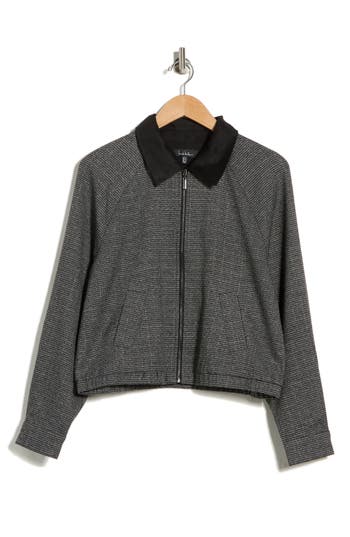 Nicole Miller Ava Houndstooth Bomber Jacket In Gray