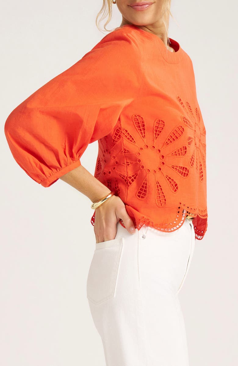 matty m. Indie Eyelet Bubble Sleeve Top, Alternate, color, 