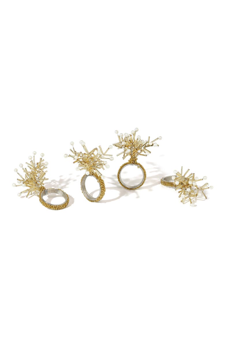 Golden Nova Set of 4 Starburst Napkin Rings, Main, color, GOLD