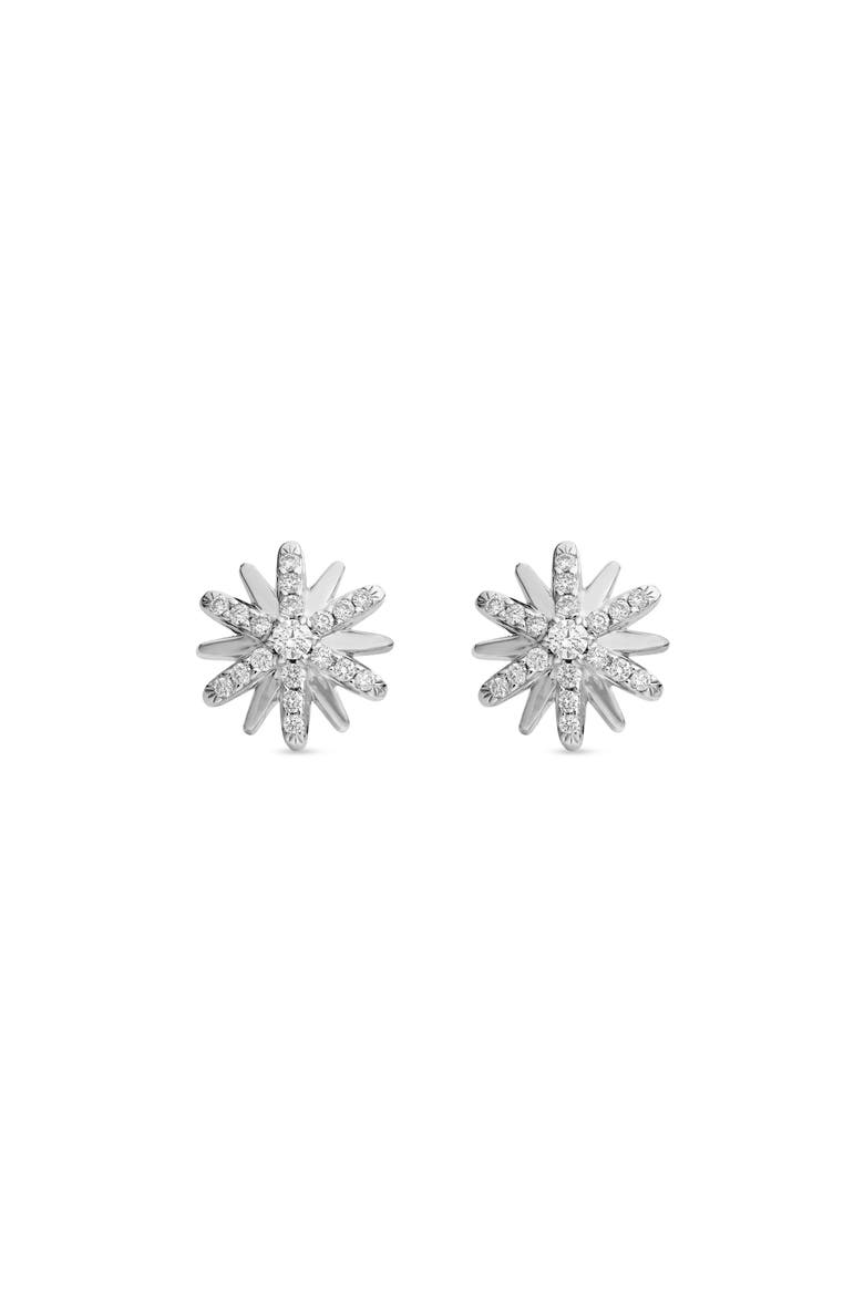 Petite Starburst Stud Earrings with Pavé Diamonds, Main, color, DIAMOND/ SILVER