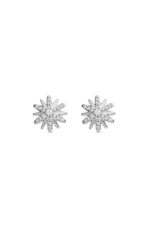 Petite Starburst Stud Earrings with Pavé Diamonds