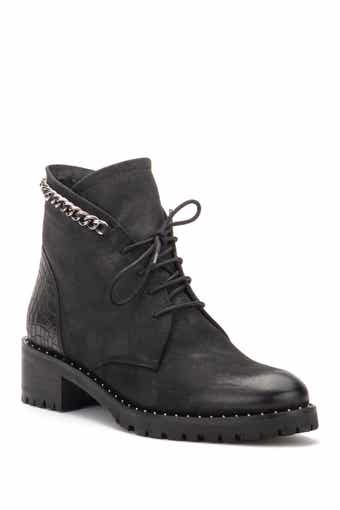 VINTAGE FOUNDRY Olga Chain Trim Leather Lace-Up Boot