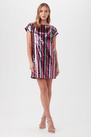 Trina Turk Breene Embroidered Sequin Shift Dress in Multi