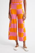 YanYan Daisy Intarsia Check Linen Blend Wide Leg Pants
