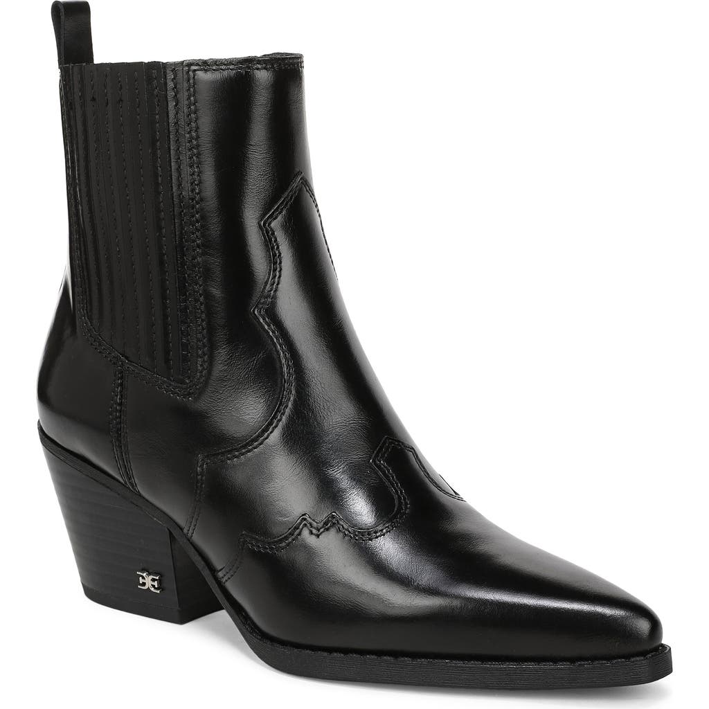Sam Edelman West Ankle Boot Black Leather In Black