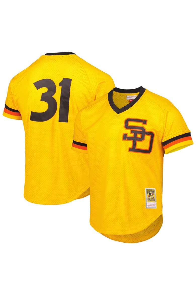 Men's Mitchell & Ness Dave Winfield Gold San Diego Padres Cooperstown Collection Mesh Batting Practice Jersey, Main, color, Gold
