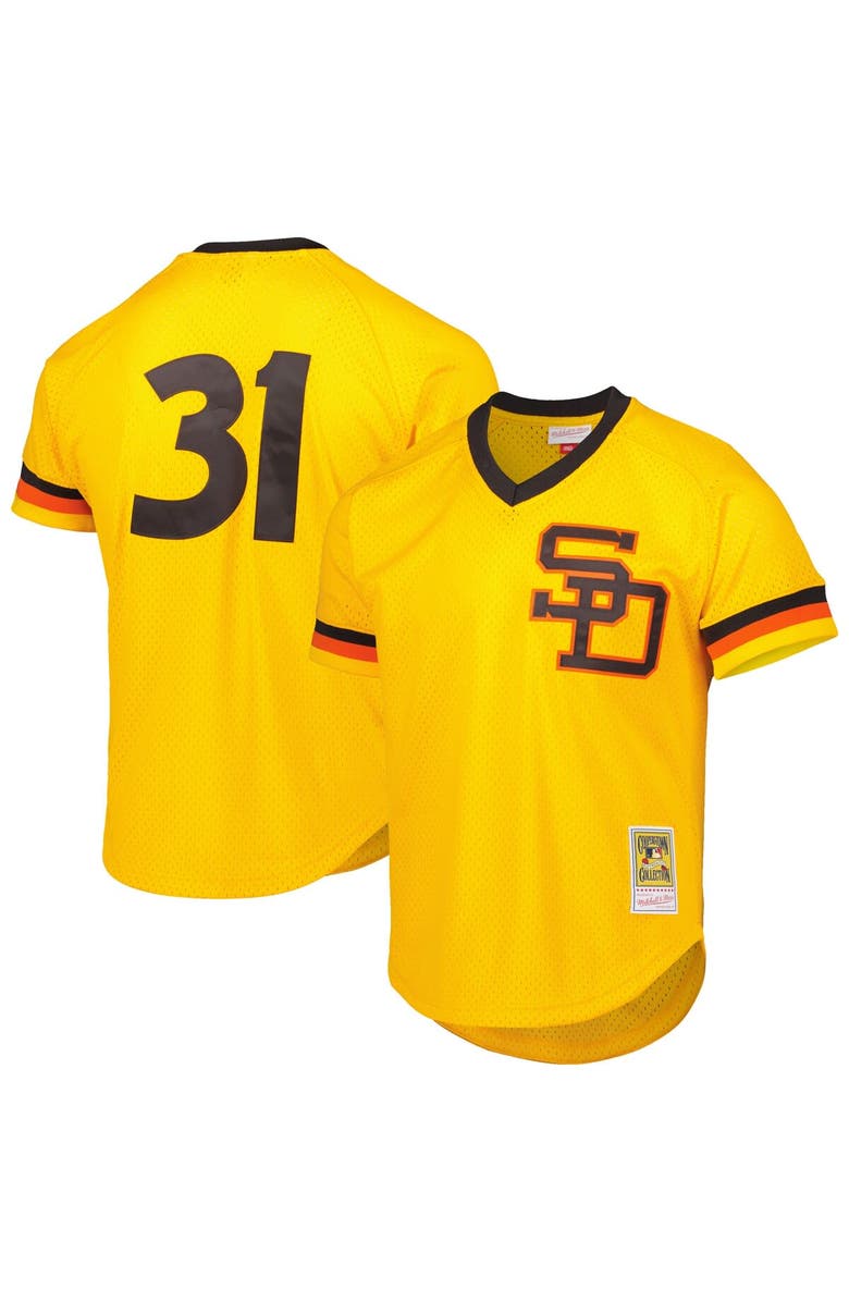 Mitchell & Ness Men's Mitchell & Ness Dave Winfield Gold San Diego Padres Cooperstown Collection Mesh Batting Practice Jersey, Main, color, 