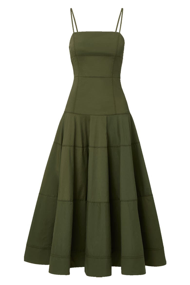 Ilona Topstitch Detail Cotton Blend Dress, Alternate, color, ARMY