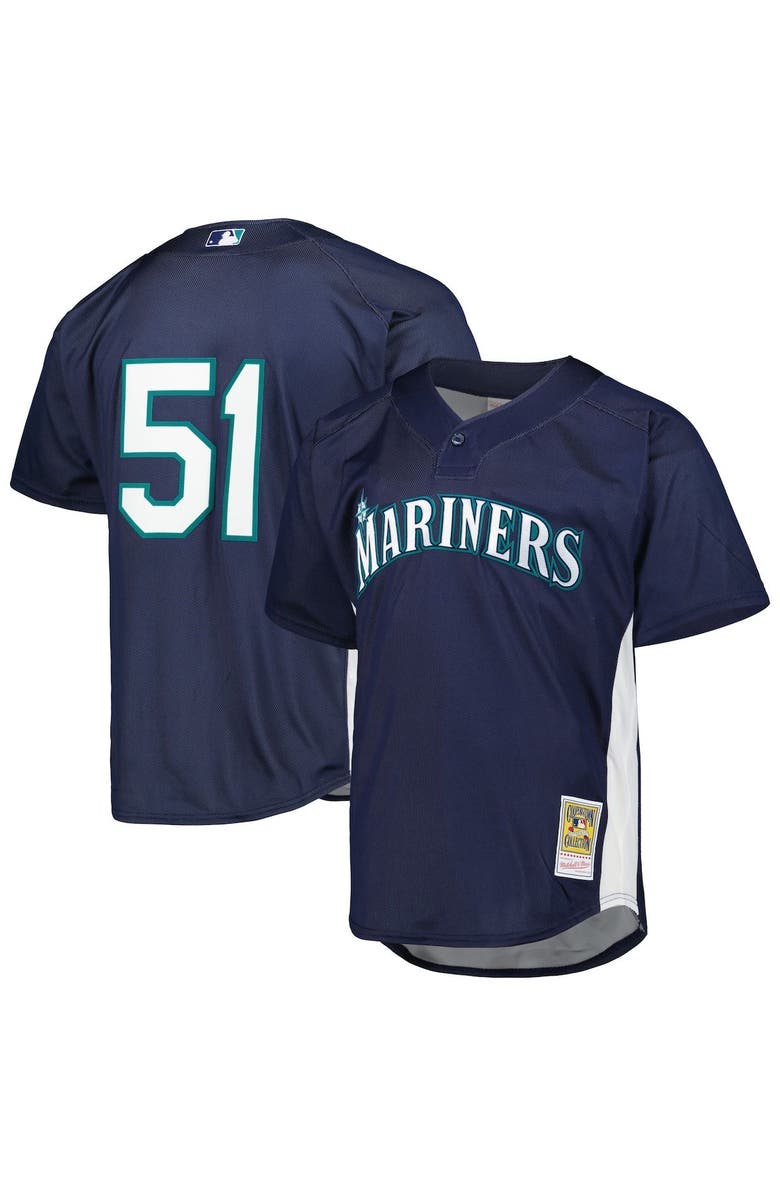 Mitchell & Ness Men's Mitchell & Ness Ichiro Suzuki Navy Seattle Mariners Cooperstown Collection Mesh Batting Practice Jersey, Alternate, color,