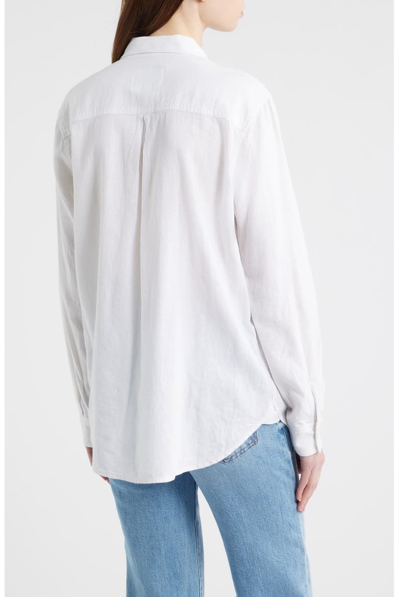 Samar Eyelet Embroidered Linen Blend Button Up Shirt, Alternate, color, WHITE PALM EMBROIDERY
