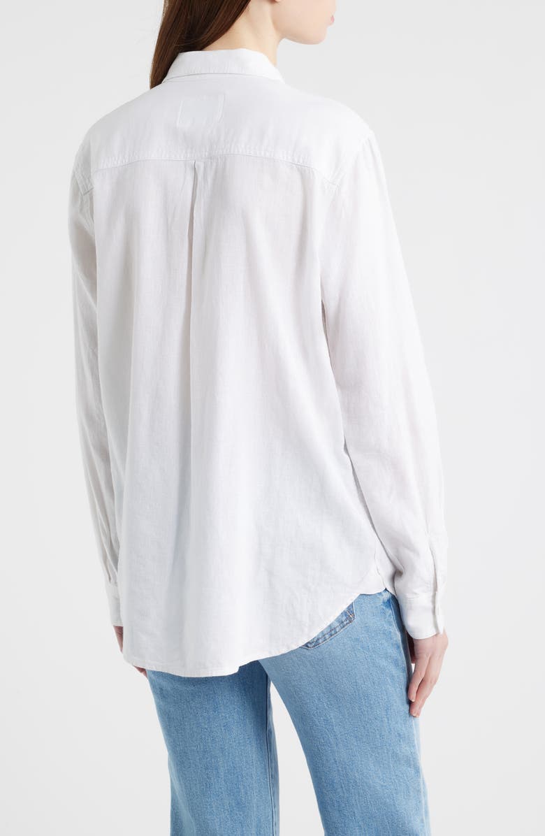 Rails Samar Eyelet Embroidered Linen Blend Button Up Shirt, Alternate, color, White Palm Embroidery