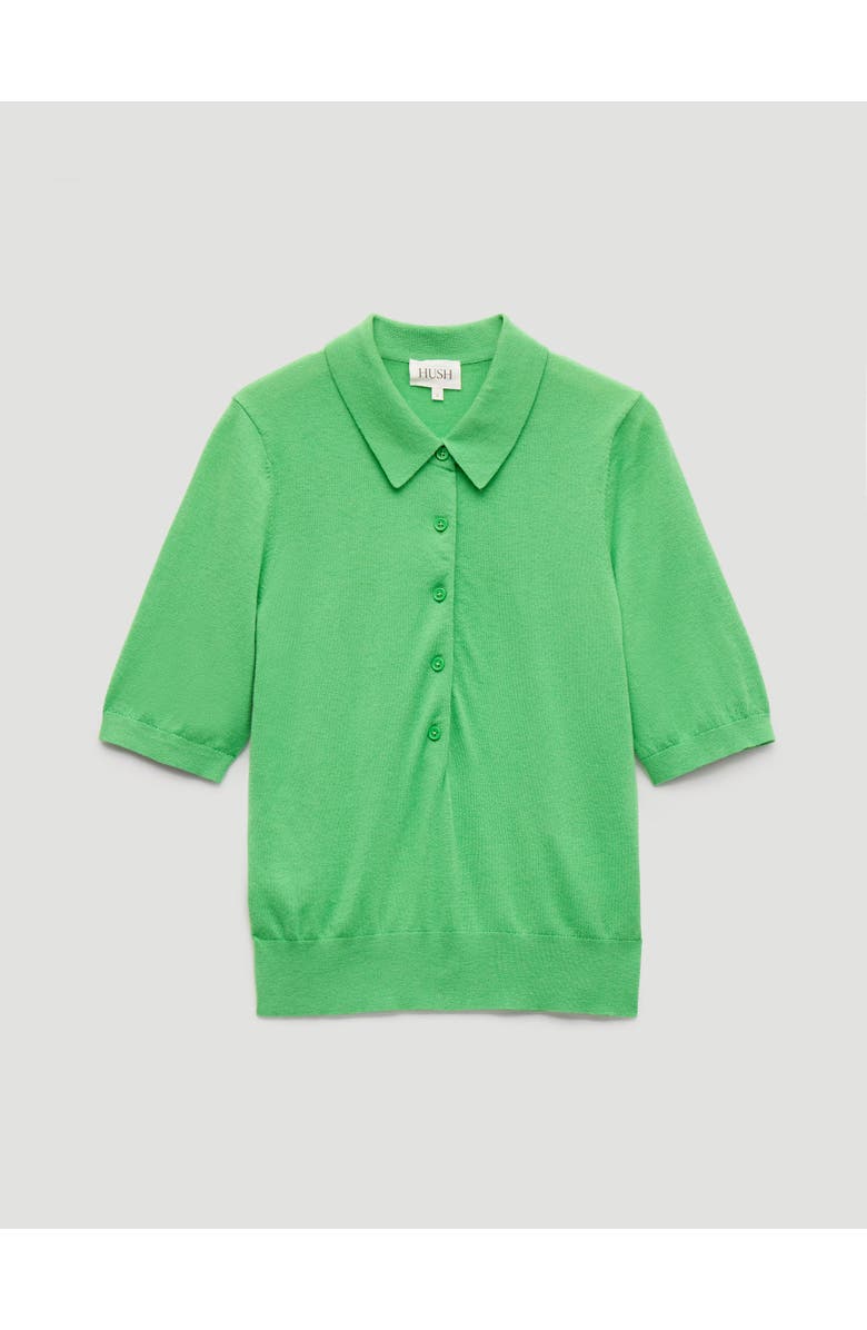 Hush Fine Knit Short Sleeve Polo Top, Alternate, color, Vibrant Green