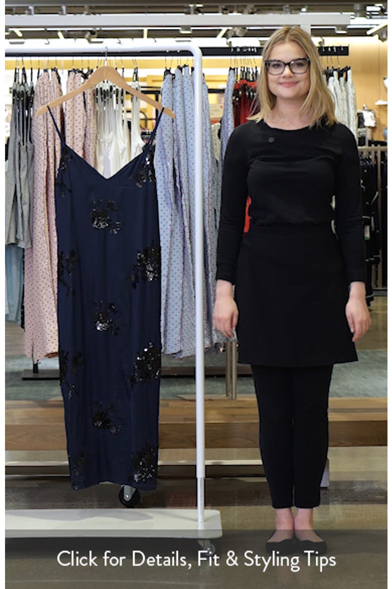 Shannon Placed Sequin Floral Satin Slipdress video