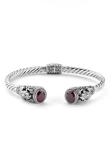 Samuel B. Semiprecious Stone Textured Frog Bangle Bracelet In Burgundy