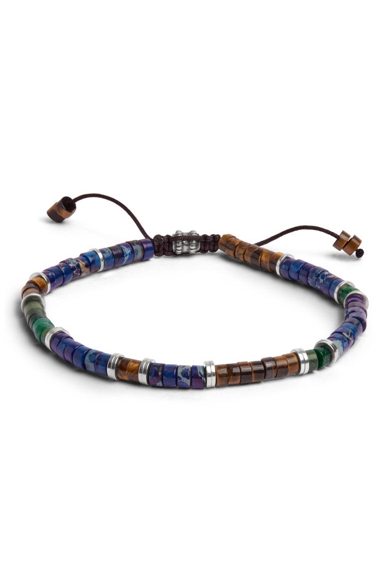 Men's Beaded Slider Bracelet, Main, color, BLUE