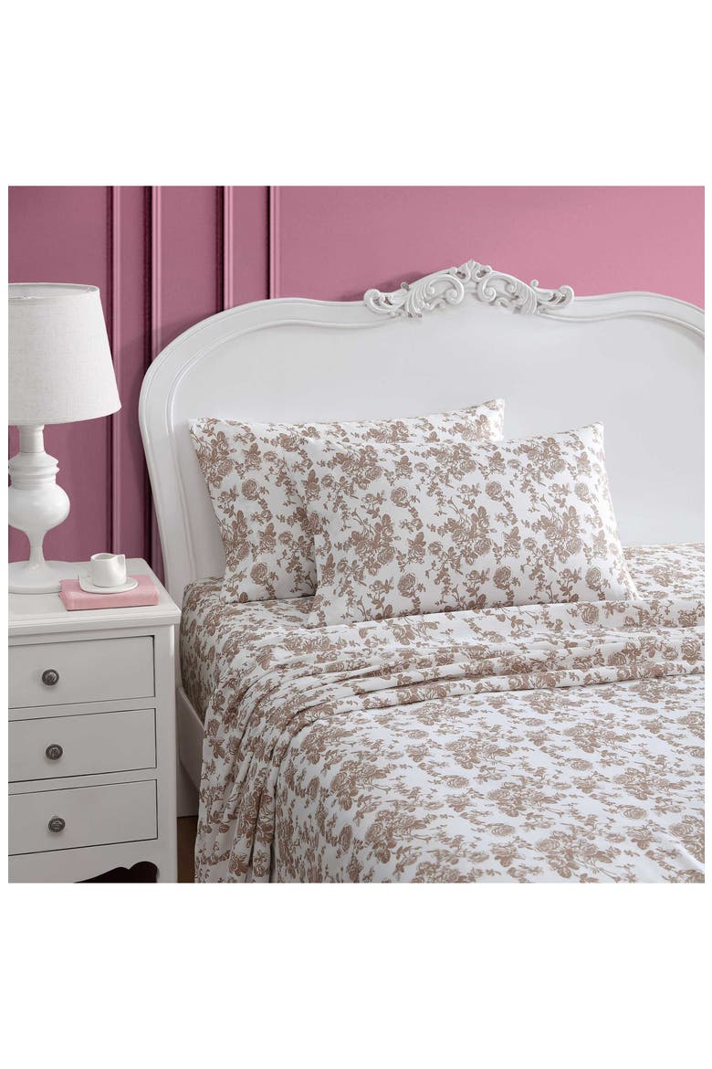 Garden Toile Sheet Set, Alternate, color, BROWN