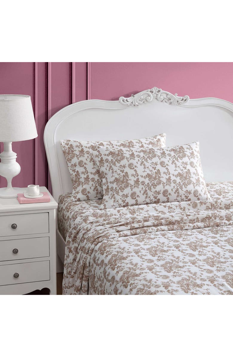 Betsey Johnson Garden Toile Sheet Set, Alternate, color, Brown