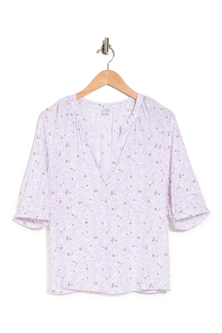 Short Sleeve Popover Top, Alternate, color, WHITE SCRAMBLED FLORAL