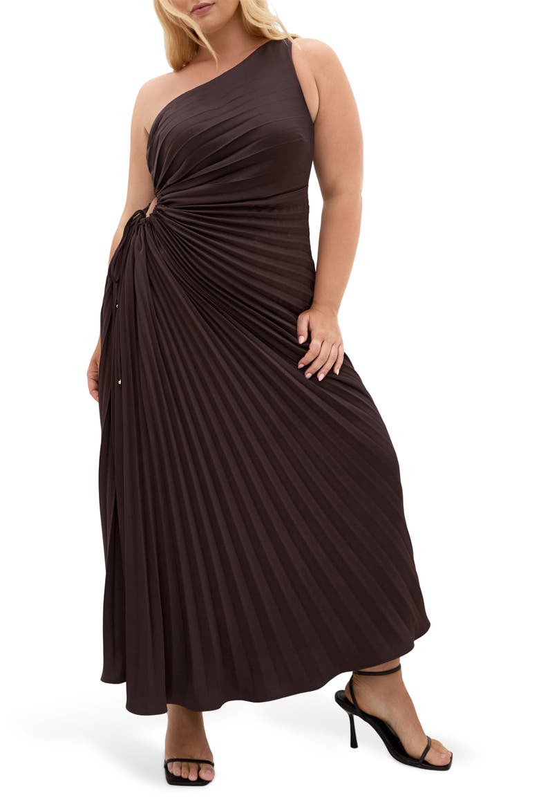 Aliza One-Shoulder Dress, Main, color, CHOCOLATE