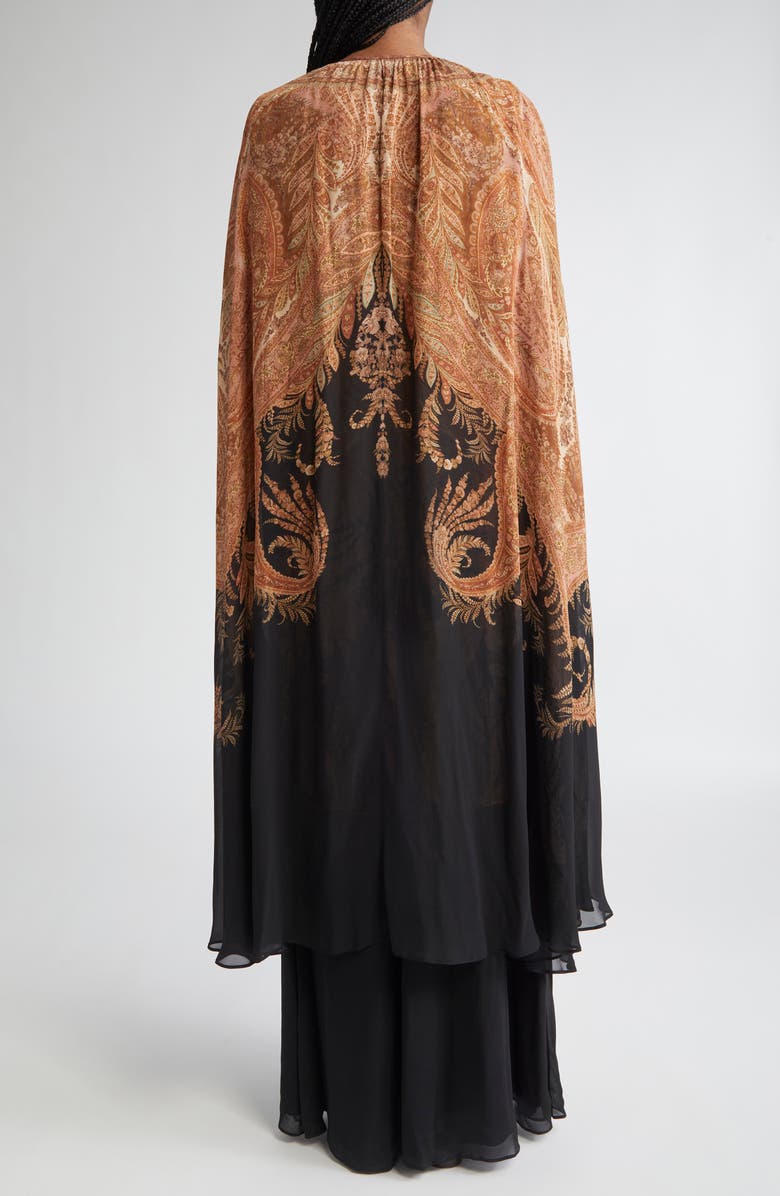 Zimmermann Hypnotic Paisley Long Sleeve Dress with Removable Cape, Alternate, color, Light Brown/ Black Paisley