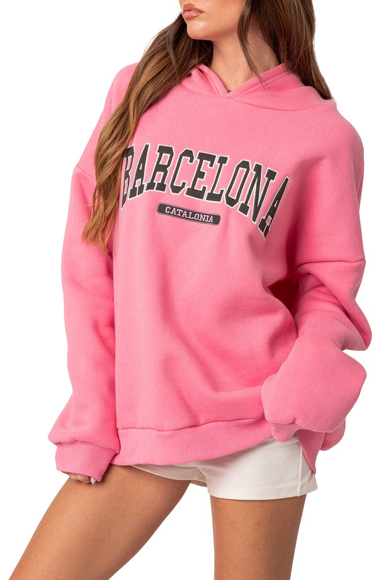 Barcelona Oversize Graphic Hoodie, Alternate, color, PINK