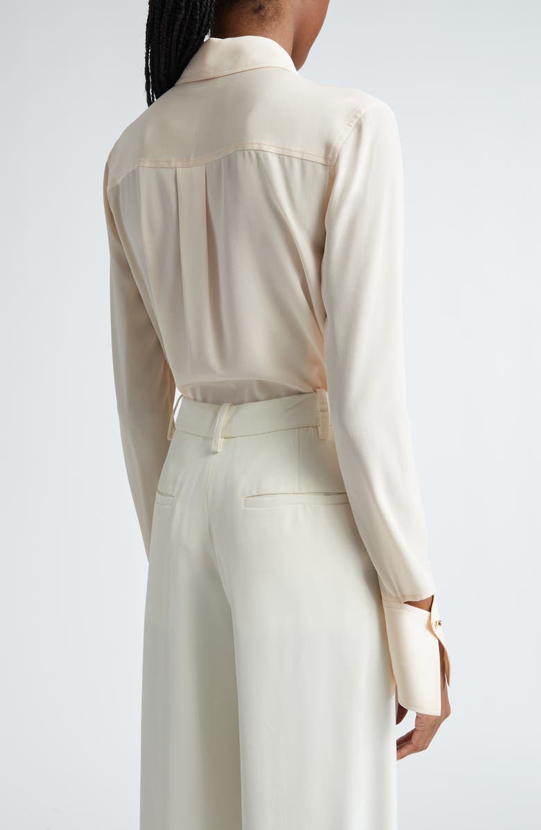 ST. JOHN Split Cuff Silk Crêpe de Chine Button-Up Shirt, Alternate, color,